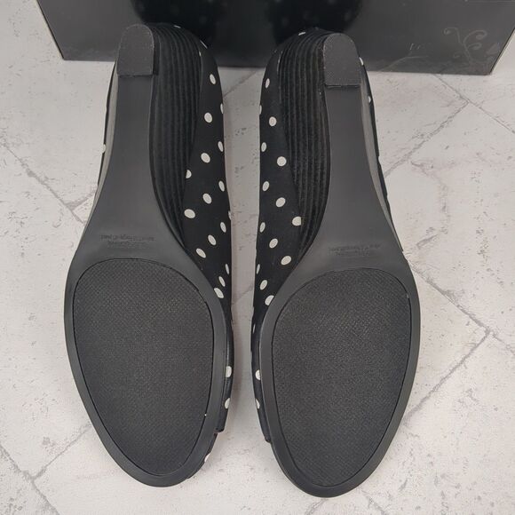 Polka Dot Black And White Peep Toe Wedge Heel Size 8M Rampage NIB Rockabilly - Picture 6 of 8